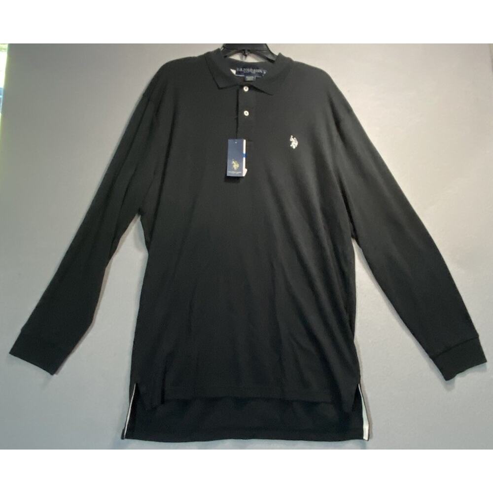 NWT US Polo Assn XL Men's Polo Black Shirt Long Sleeve